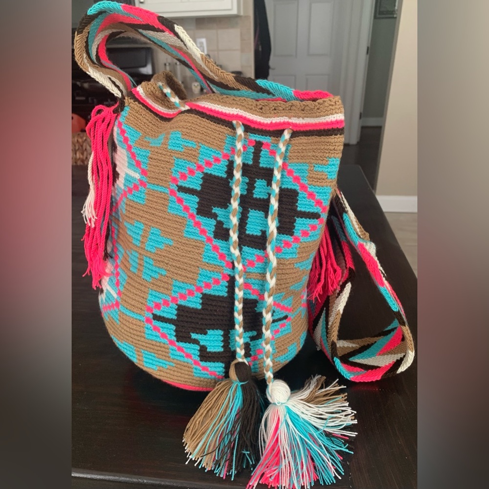Unique and colorful artisan handmade colombian mochila (bag)